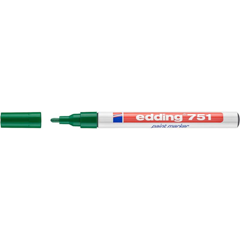 Edding 751 Marcador con tinta opaca brillante, punta redonda. Trazo: 1-2 mm. Color verde metálico