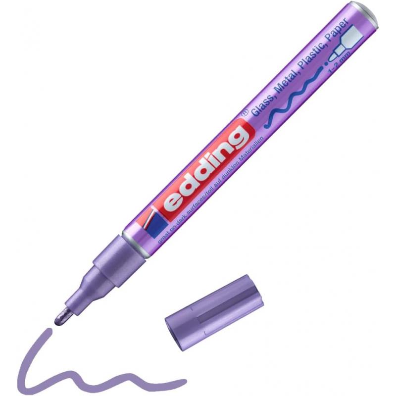 Edding 751 Marcador con tinta opaca brillante, punta redonda. Trazo: 1-2 mm. Color violeta metálico