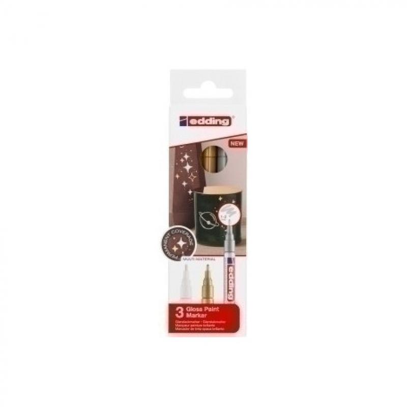 Edding 751 Pack 3 marcadores. Surtido metálicos (blanco, oro y plata)