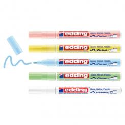 Edding 751 Pack 5 marcadores. Surtido pastel (blanco, verde, azul, amarillo y rosa)