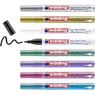 Edding 751 Pack 8 marcadores. Surtido metálicos (negro, blanco, oro, plata, verde, violeta, rosa y azul claro)