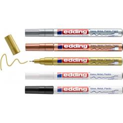 Edding 753 Pack 5 marcadores Surtido (colores negro, blanco, oro, plata y cobre)