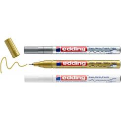 Edding 780 Pack 3 marcadores. Colores blanco, oro y plata