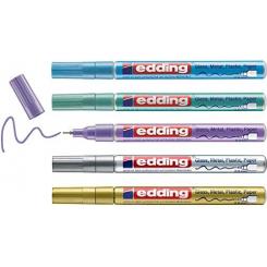 Edding 780 Pack 5 marcadores. Surtido (colores oro, plata, violeta metálico, verde metálico y azul claro metálico)