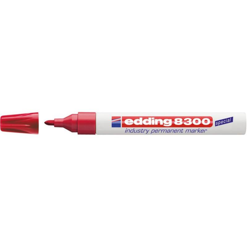 Edding 8300 Marcador permanente para superficies ligeramente aceitosas ó con polvo. Trazo:1,5-3 mm. Colores rojo