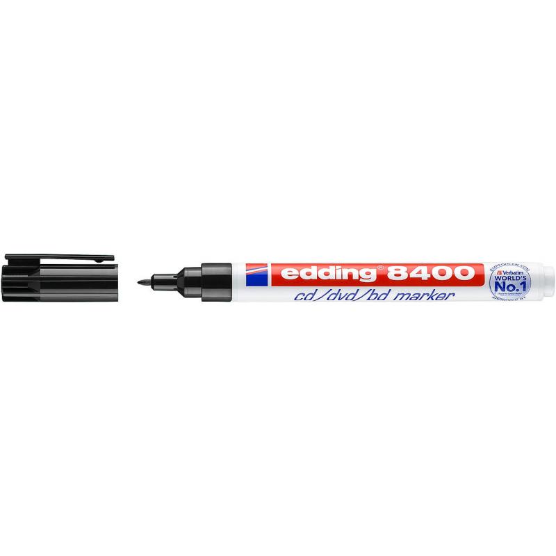 Edding 8500 RW Marcador borrable para CD's. Tinta pigmentada a base de agua. No permanente. Trazo:1 mm. Color negro
