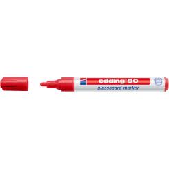 Edding 90 Marcador de punta redonda para pizarras de cristal. Grosor de trazo: 2 - 3 mm. Color Rojo