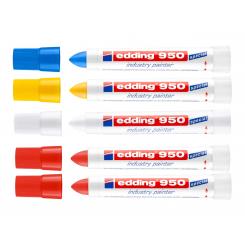 Edding 950 en caja surtida de 10 piezas a 2 por color (negro, rojo, azul, verde y blanco)