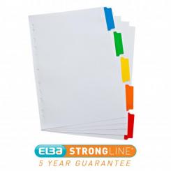 Elba Separadores Multitaladro A4 Con cartulina índice imprimible, 5 pestañas PP, multicolor