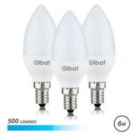 Elbat Bombillas LED C37 Pack de 3 6W 500LM Base E14 Luz Fria Ahorro Energético Blanco Frio