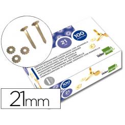 Encuadernadores LIDERPAPEL latonados con arandela 21 mm caja de 100 unidades