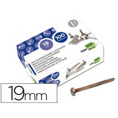Encuadernadores LIDERPAPEL niquelados n.3 19 mm caja de 100 unidades