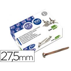 Encuadernadores LIDERPAPEL niquelados n.6 27,5 mm caja de 100 unidades