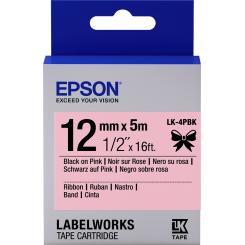 EPSON Cartucho de etiquetas de cinta satinada LK-4PBK negro/rosa de 12 mm (5 m)
