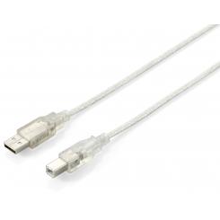 Equip 128651 Cable USB 2.0 Tipo A a Tipo B, 3,0 m , Plata transparente