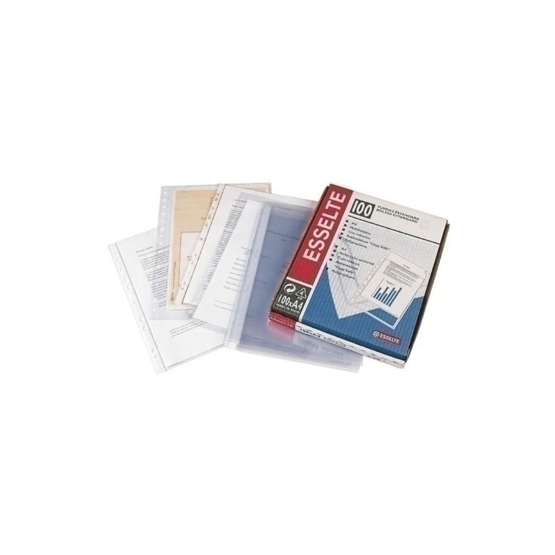 ESSELTE Funda portadocumentos. (Caja 100) PVC con refuerzo. 80 micras. Multitaladro. DIN A4. 11 taladros