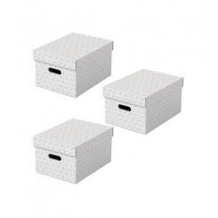 ESSELTE Pack 3 cajas de almacenaje medianas (365x265x205mm), blanca