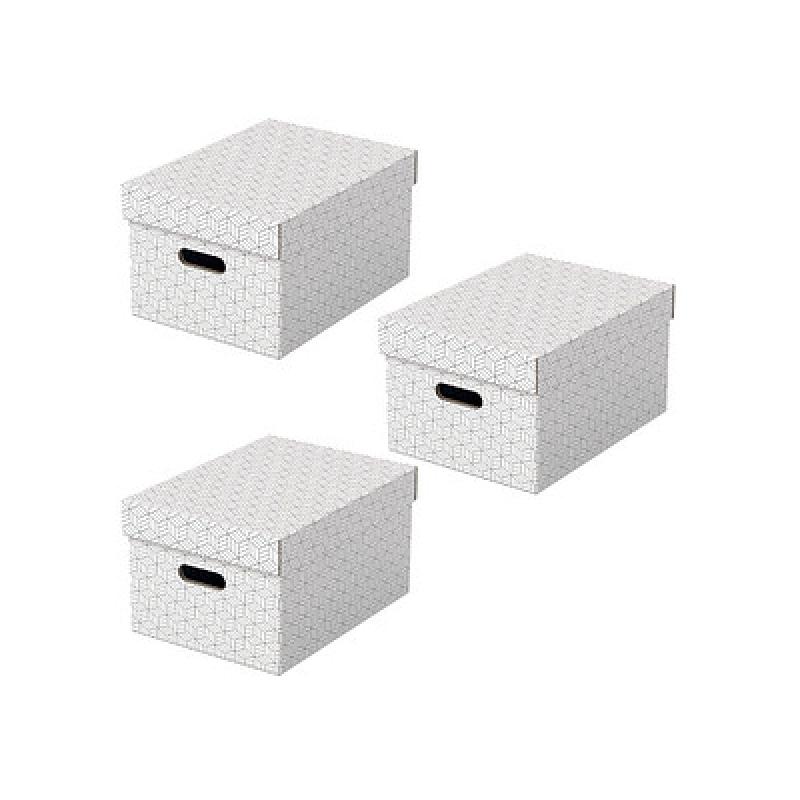 ESSELTE Pack 3 cajas de almacenaje medianas (365x265x205mm), blanca