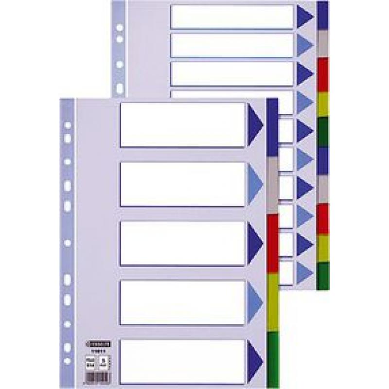 ESSELTE Separadores Multitaladro Mod.714. Folio. Con cartulina índice color. 10 pestañas PP, multicolor