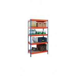 Estanteria metalica ar storage 192x100x50cm 5 estantes 300kg por estante bandejas de madera sin tornillos azul/naranja