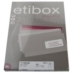 Etibox Etiquetas Adhesivas Impr. A4 Blanca Caja 100H Cantos rectos 105X 74 Mm 800 Uds.