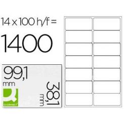 Etiqueta adhesiva Q-CONNECT kf01585 tamaño 99,1x38,1 mm fotocopiadora laser ink-jet caja con 100 hojas DIN A4