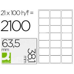 Etiqueta adhesiva Q-CONNECT kf01587 tamaño 63,5x38,1 mm fotocopiadora laser ink-jet caja con 100 hojas DIN A4