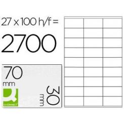 Etiqueta adhesiva Q-CONNECT kf10642 tamaño 70x30 mm fotocopiadora laser ink-jet caja con 100 hojas DIN A4
