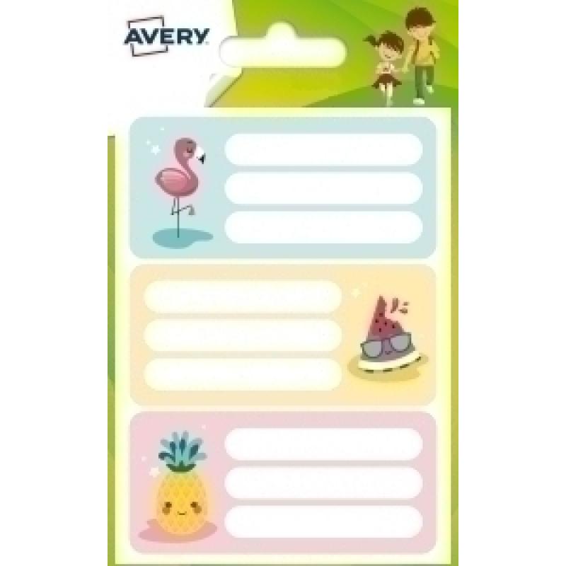 etiqueta-escolar-avery-76x34-flamingo&fruta-blister-de-15