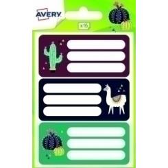 Etiqueta Escolar Avery 76X34 Lama&Cactus Blister De 15