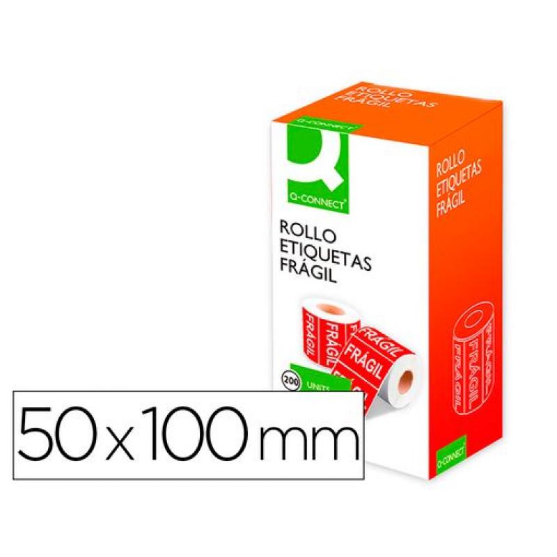 Etiqueta Q-CONNECT fragil 50x100 mm rollo de 200 unidades