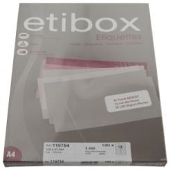 Etiquetas Adh.Impr. A4 Blanca Caja 100H C.Rectos 105X 37 Mm 1.600 Uds.