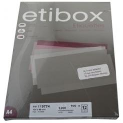 Etiquetas Adh.Impr. A4 Blanca Caja 100H C.Rectos 105X 48 Mm 1.200 Uds.