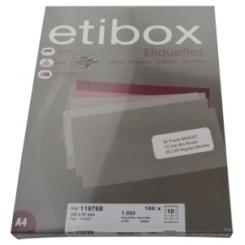 Etiquetas Adh.Impr. A4 Blanca Caja 100H C.Rectos 105X 57 Mm 1.000 Uds.
