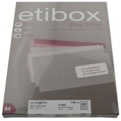 Etiquetas Adhesivas Impr. Etibox A4 Blanca Caja 100 hojas (48,5x25.4mm) CANTOS RECTOS