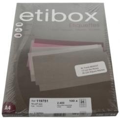 Etiquetas Adhesivas Impr. Etibox A4 Blanca Caja 100 hojas (70x37mm) CANTOS RECTOS