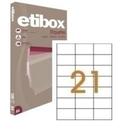 Etiquetas Adhesivas Impr. Etibox A4 Blanca Caja 100 hojas (70x42,4mm) CANTOS RECTOS