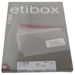 Etiquetas Adhesivas Impr. Etibox A4 Blanca Caja 100 hojas (105x148,5mm) CANTOS RECTOS