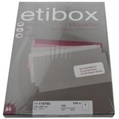 Etiquetas Adhesivas Impr. Etibox A4 Blanca Caja 100 hojas (210x297mm) CANTOS RECTOS