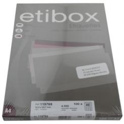 Etiquetas Adhesivas Impr. Etibox A4 Blanca Caja 100 hojas (52,5x29,7mm) CANTOS REDONDEADOS