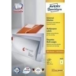 Etiquetas Adh.Impr.Avery A4 Blanca C.Rectos Caja 100H 105X74 Mm 800 Uds.(3427)