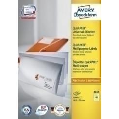 Etiquetas Adh.Impr.Avery A4 Blanca C.Rectos Caja 100H  48,5X25,4 Mm 4.000 Uds.(3657)