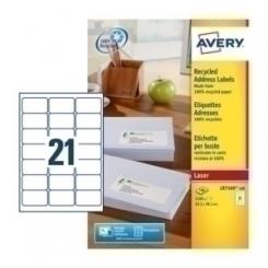 Etiquetas Adh.Impr.Avery A4 Blanca Reciclada Laser 63.5X38.1 Mm Caja 15H. 315 Uds.