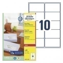 Etiquetas Adh.Impr.Avery A4 Blanca Reciclada Laser 99.1X57 Mm Caja 15H. 150 Uds.
