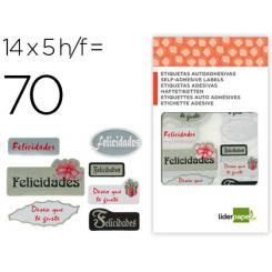 Etiqueta LIDERPAPEL felicidades / deseo que te guste sobre de 70 unidades
