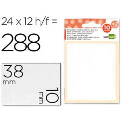 Etiquetas LIDERPAPEL sobre de 10 h. + 2 h. obsequio 10x38 mm -21 unidades por hoja