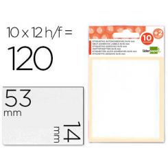 Etiquetas LIDERPAPEL sobre de 10 h. + 2 h. obsequio 14x53 mm -10 unidades por hoja