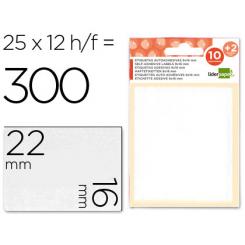 Etiquetas LIDERPAPEL sobre de 10 h. + 2 h. obsequio 16x22 mm -25 unidades por hoja