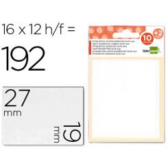 Etiquetas LIDERPAPEL sobre de 10 h. + 2 h. obsequio 19x27 mm -16 unidades por hoja