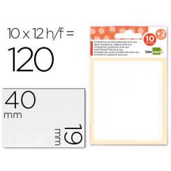 Etiquetas LIDERPAPEL sobre de 10 h. + 2 h. obsequio 19x40 mm -10 unidades por hoja